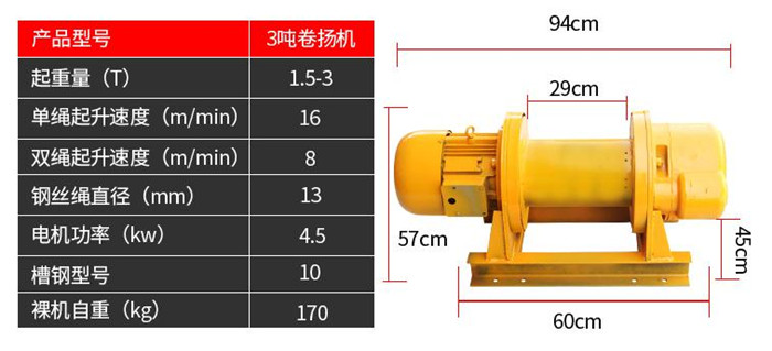 3噸卷揚機參數(shù)