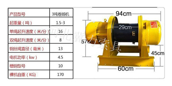 3噸電動(dòng)卷?yè)P(yáng)機(jī)參數(shù)