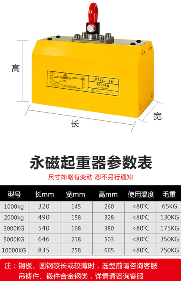 多功能自動永磁起重器規(guī)格尺寸